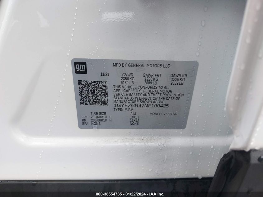 2022 CADILLAC XT4 PREMIUM LUXURY - 1GYFZCR47NF100425
