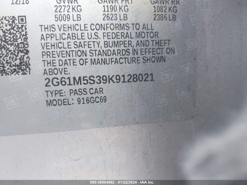 2019 CADILLAC XTS LUXURY - 2G61M5S39K9128021