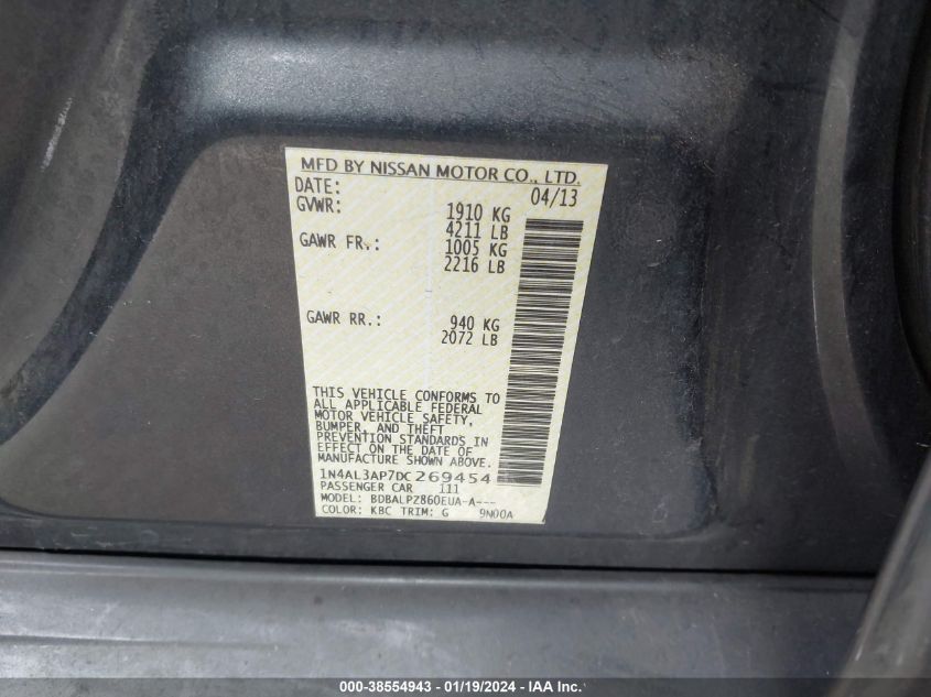 2013 NISSAN ALTIMA 2.5 - 1N4AL3AP7DC269454