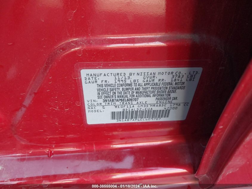 2014 NISSAN SENTRA SV - 3N1AB7AP6EL609707