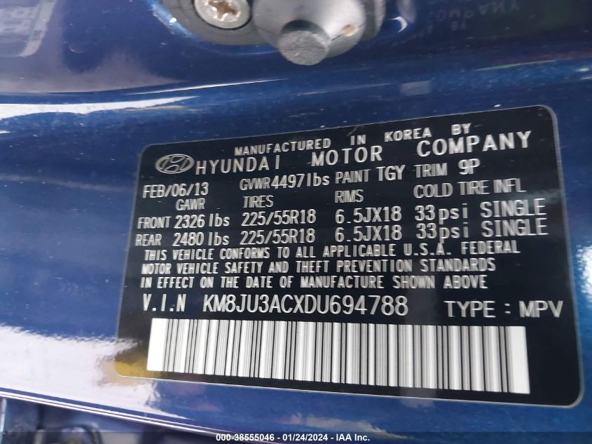 2013 HYUNDAI TUCSON LIMITED - KM8JU3ACXDU694788