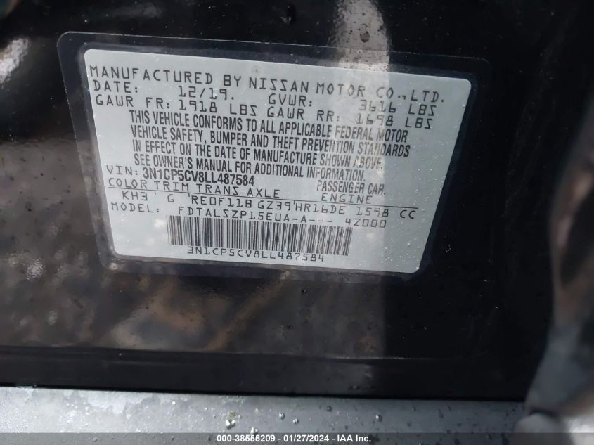 2020 NISSAN KICKS SV - 3N1CP5CV8LL487584