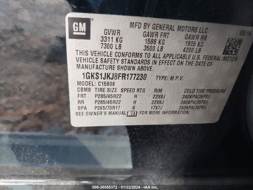 2015 GMC YUKON XL 1500 DENALI - 1GKS1JKJ8FR177230