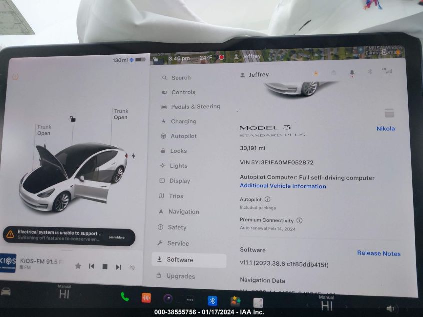 2021 TESLA MODEL 3 STANDARD RANGE PLUS REAR-WHEEL DRIVE - 5YJ3E1EA0MF052872
