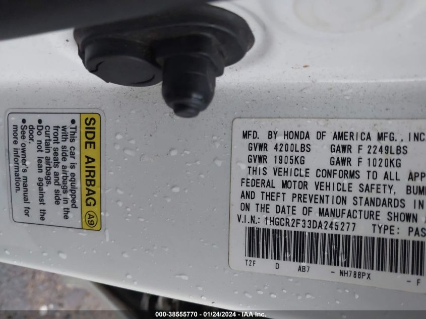 2013 HONDA ACCORD LX - 1HGCR2F33DA245277