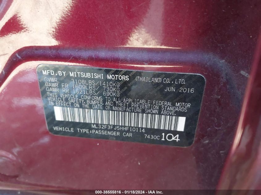 2017 MITSUBISHI MIRAGE G4 ES - ML32F3FJ5HHF10114
