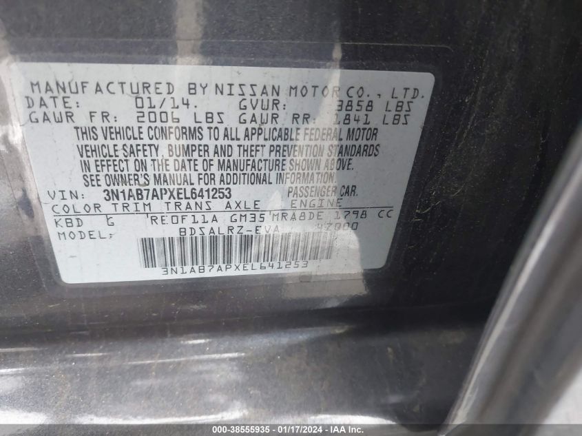 2014 NISSAN SENTRA SR - 3N1AB7APXEL641253