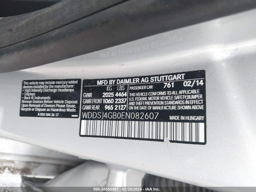 2014 MERCEDES-BENZ CLA 250 4MATIC - WDDSJ4GB0EN082607