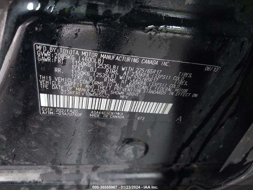 2013 TOYOTA RAV4 XLE - 2T3RFREV1DW065522