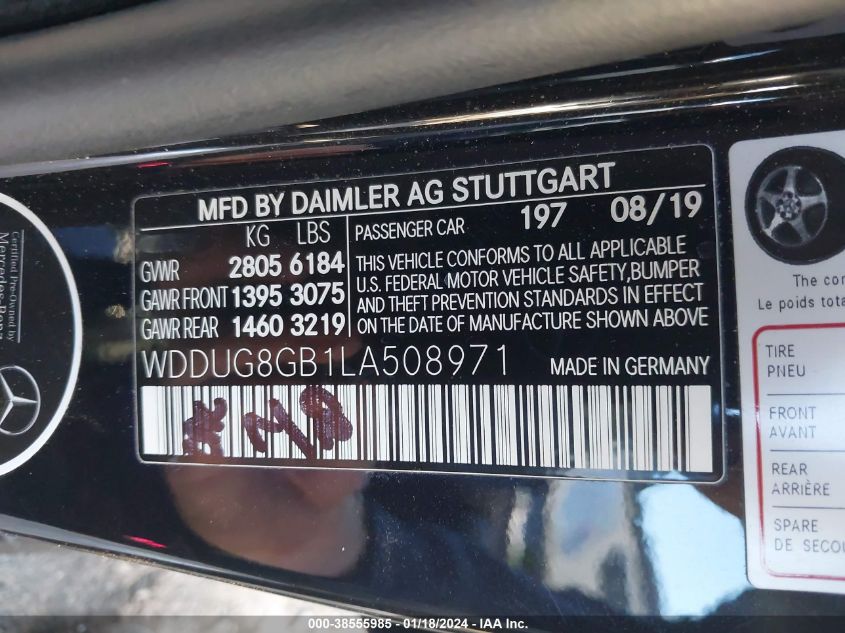 2020 MERCEDES-BENZ S 560 4MATIC WDDUG8GB1LA508971