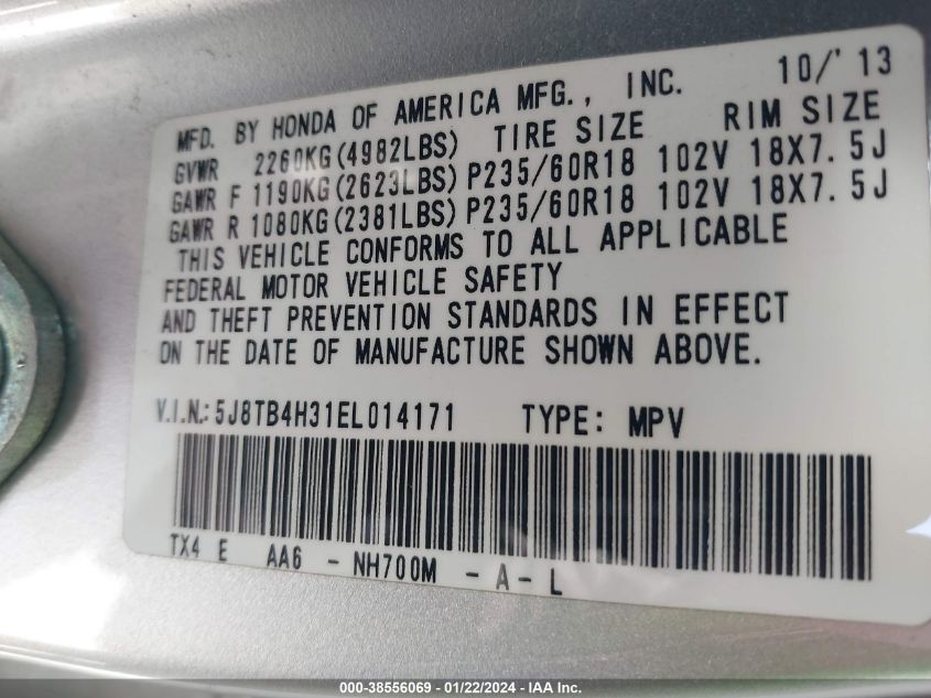 2014 ACURA RDX - 5J8TB4H31EL014171