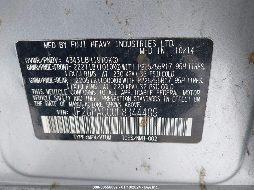 2014 SUBARU XV CROSSTREK 2.0 PREMIUM - JF2GPACC0E8344489