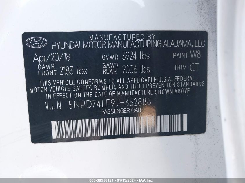 2018 HYUNDAI ELANTRA SE - 5NPD74LF9JH352888