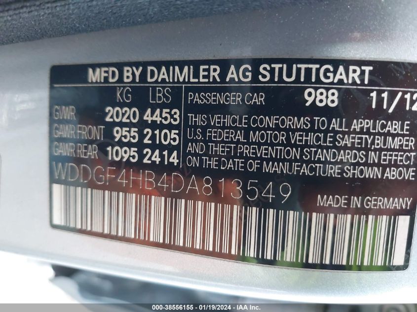 2013 MERCEDES-BENZ C 250 - WDDGF4HB4DA813549