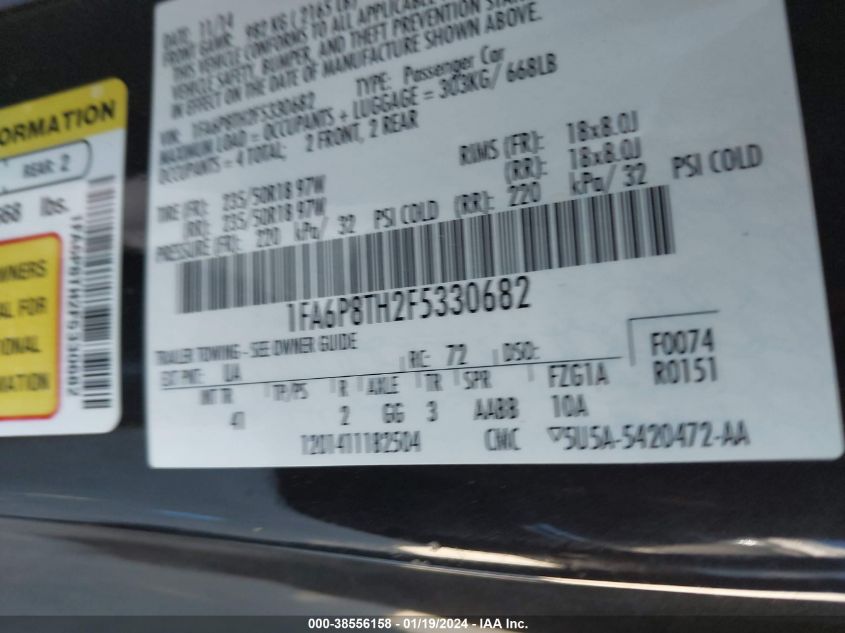 2015 FORD MUSTANG - 1FA6P8TH2F5330682