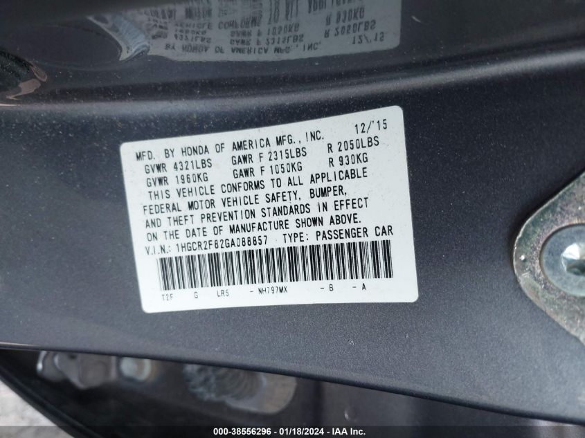 2016 HONDA ACCORD EX-L - 1HGCR2F82GA088857