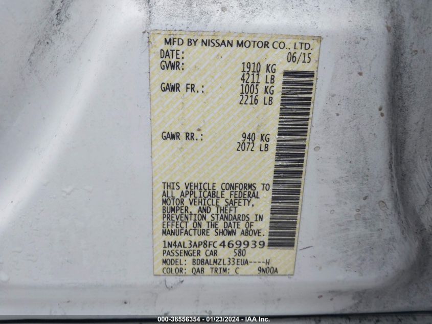 2015 NISSAN ALTIMA 2.5 SV - 1N4AL3AP8FC469939