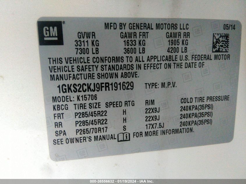 2015 GMC YUKON DENALI - 1GKS2CKJ9FR191629