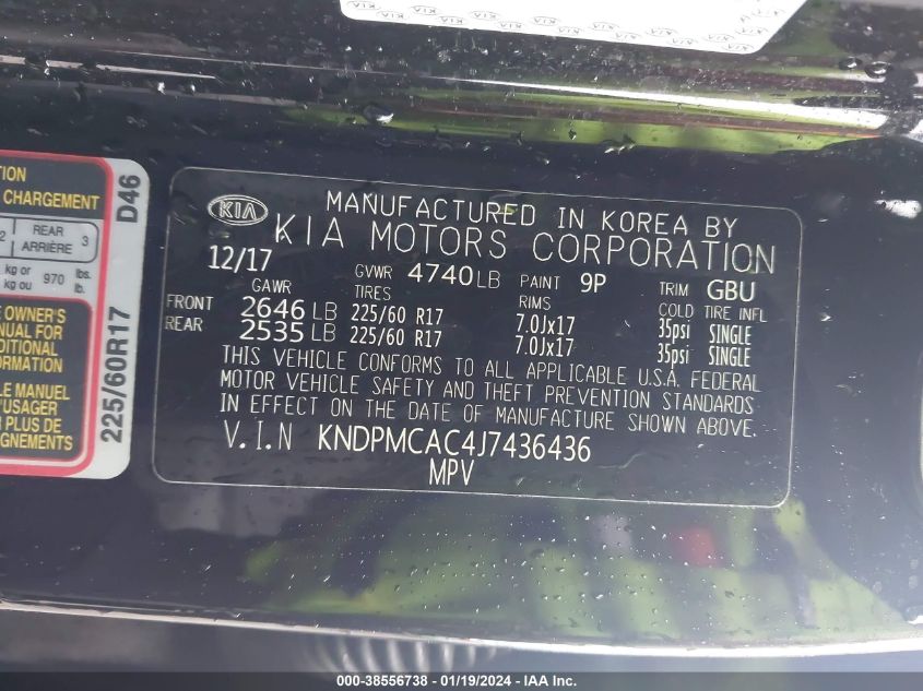 2018 KIA SPORTAGE LX - KNDPMCAC4J7436436
