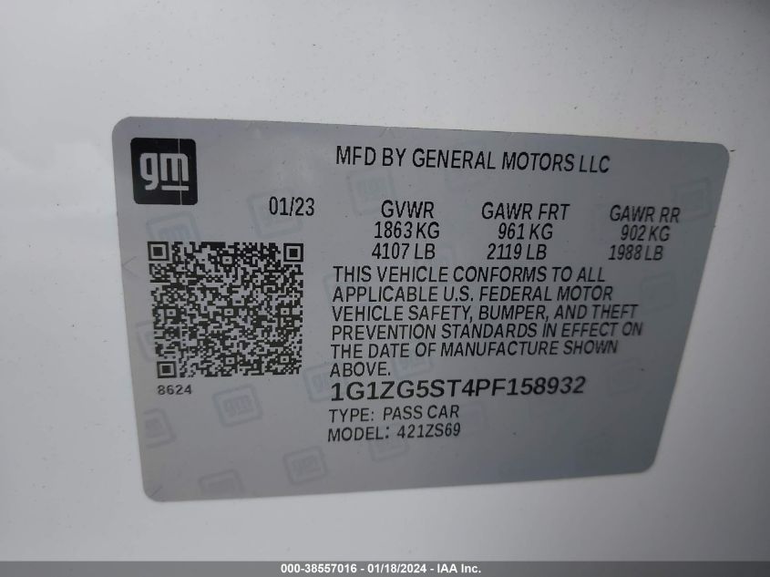 2023 CHEVROLET MALIBU FWD RS - 1G1ZG5ST4PF158932