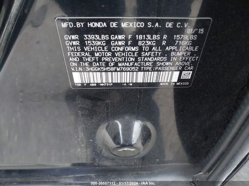 2015 HONDA FIT - 3HGGK5H58FN769052