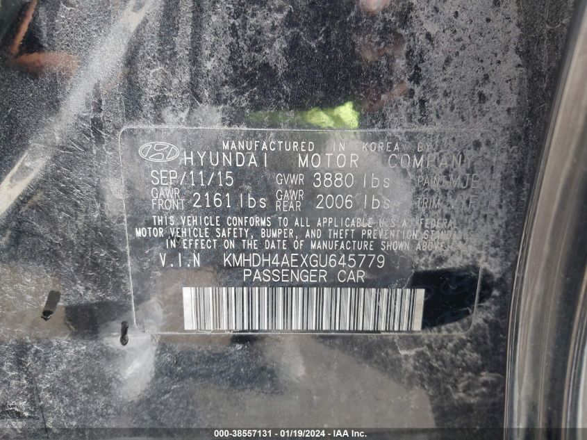 2016 HYUNDAI ELANTRA SE - KMHDH4AEXGU645779