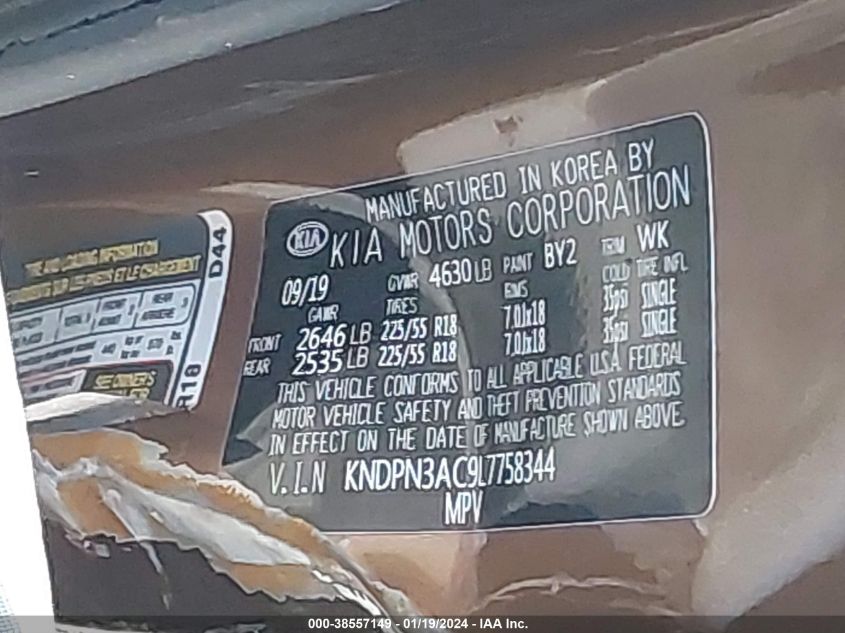 2020 KIA SPORTAGE EX - KNDPN3AC9L7758344