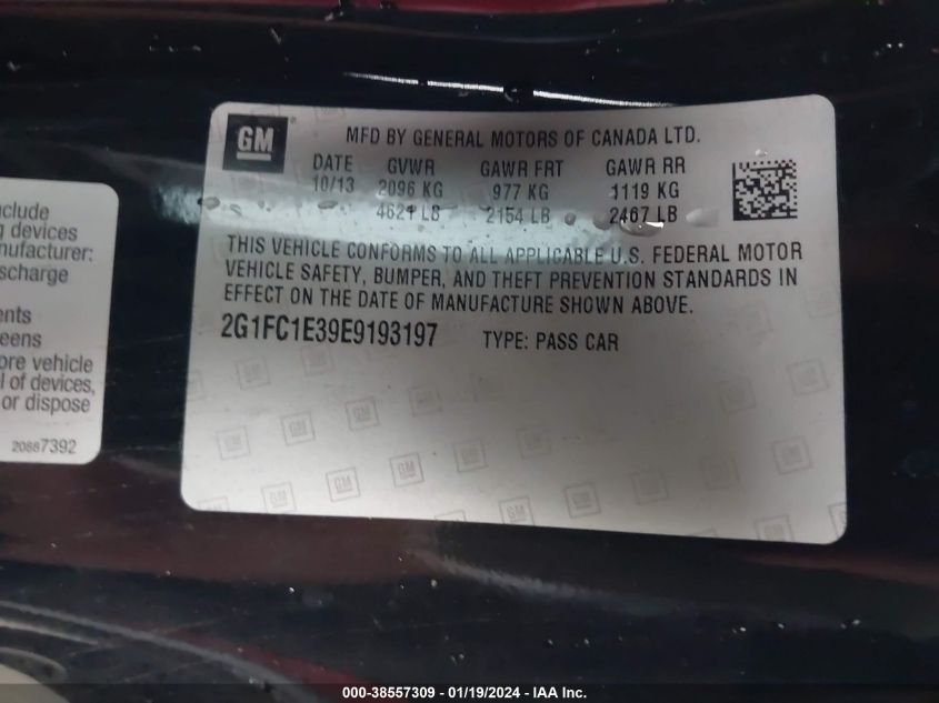 2014 CHEVROLET CAMARO LT - 2G1FC1E39E9193197