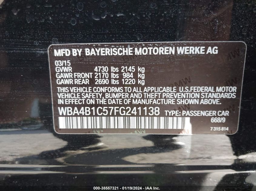2015 BMW 435I GRAN COUPE - WBA4B1C57FG241138