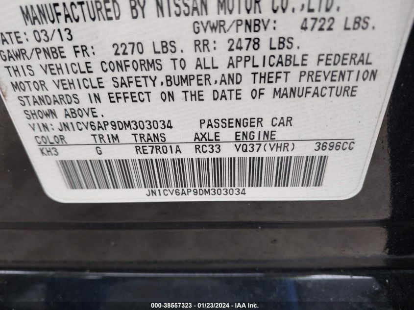2013 INFINITI G37 JOURNEY - JN1CV6AP9DM303034
