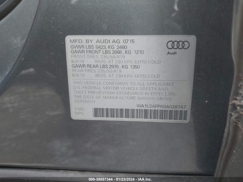 2016 AUDI Q5 PREMIUM PLUS - WA1L2AFP6GA026747