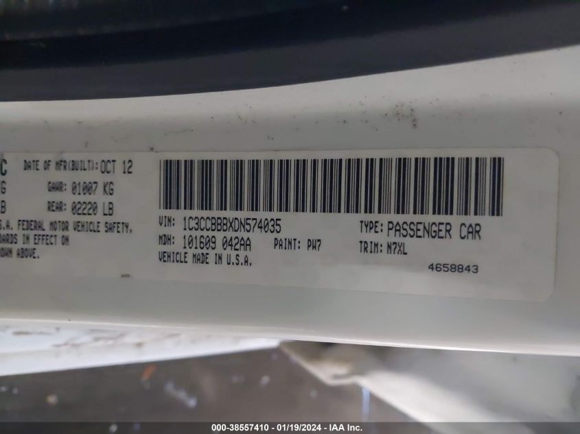 2013 CHRYSLER 200 TOURING - 1C3CCBBBXDN574035