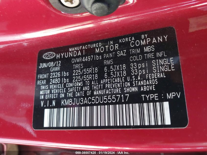2013 HYUNDAI TUCSON LIMITED - KM8JU3AC5DU555717
