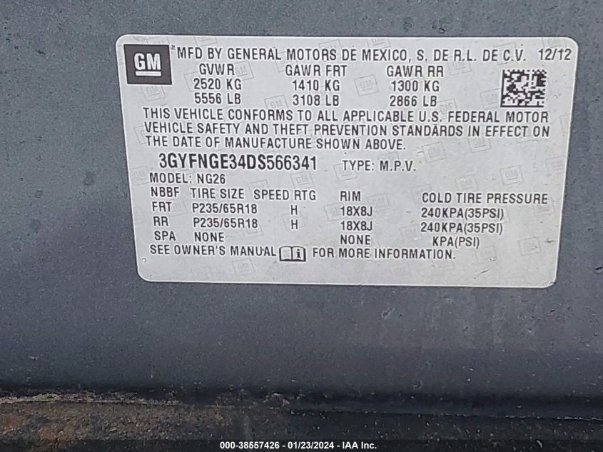 2013 CADILLAC SRX LUXURY COLLECTION - 3GYFNGE34DS566341