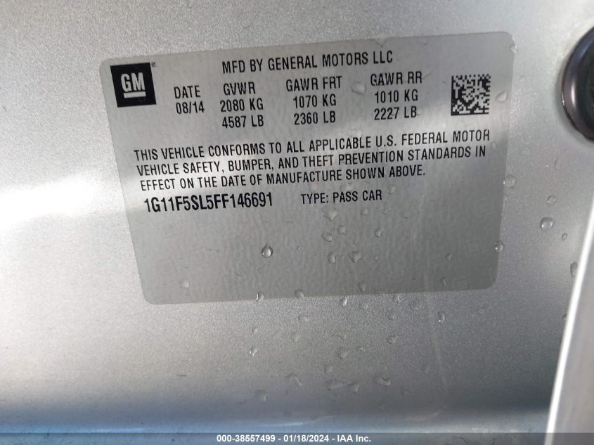 2015 CHEVROLET MALIBU 1LZ - 1G11F5SL5FF146691