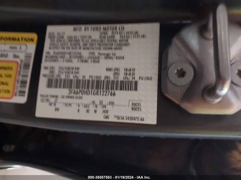 2016 FORD FUSION SE - 3FA6P0HD1GR122766