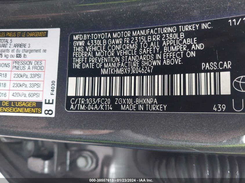 2018 TOYOTA C-HR XLE PREMIUM - NMTKHMBX9JR046247