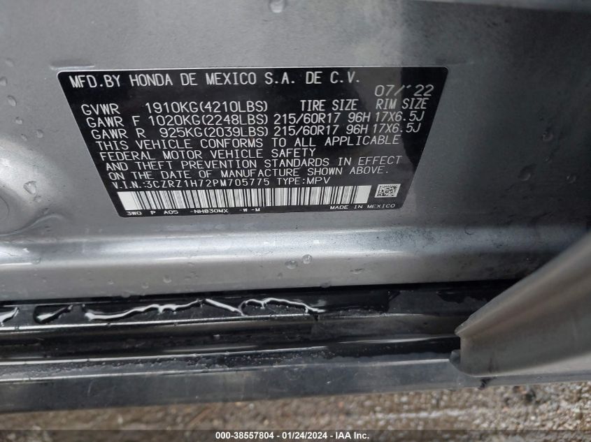 2023 HONDA HR-V 2WD EX-L - 3CZRZ1H72PM705775