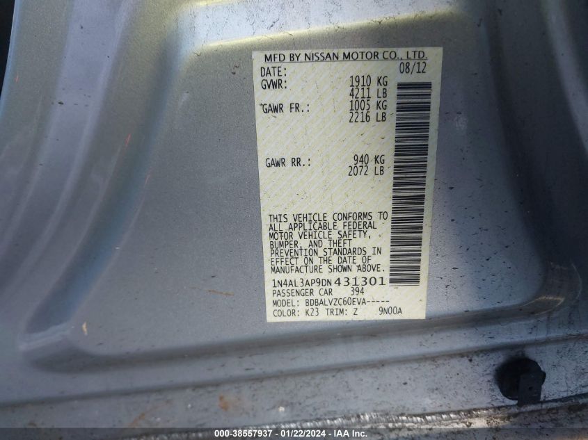 2013 NISSAN ALTIMA 2.5 SL - 1N4AL3AP9DN431301
