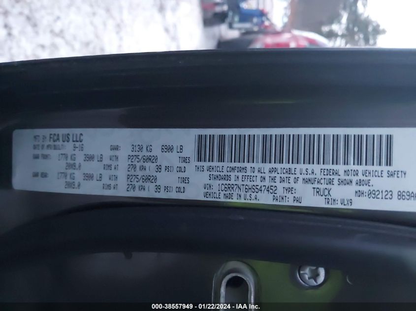 2017 RAM 1500 - 1C6RR7NT6HS547452