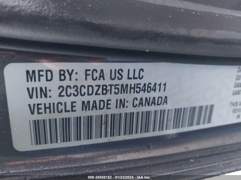 2021 DODGE CHALLENGER R/T - 2C3CDZBT5MH546411