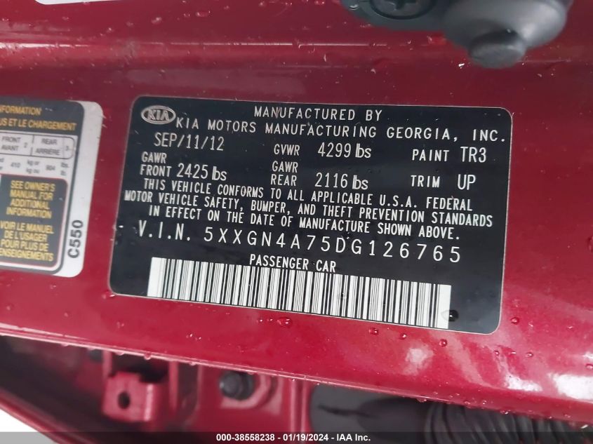 2013 KIA OPTIMA EX - 5XXGN4A75DG126765