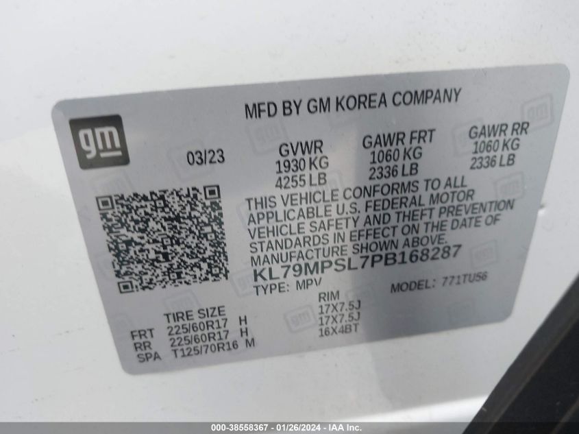 2023 CHEVROLET TRAILBLAZER LT - KL79MPSL7PB168287
