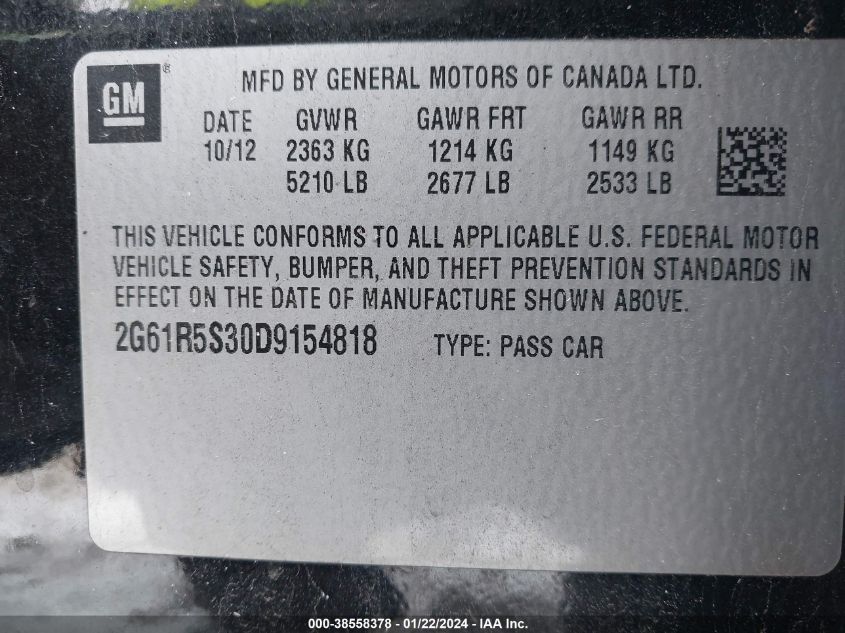 2013 CADILLAC XTS LUXURY - 2G61R5S30D9154818