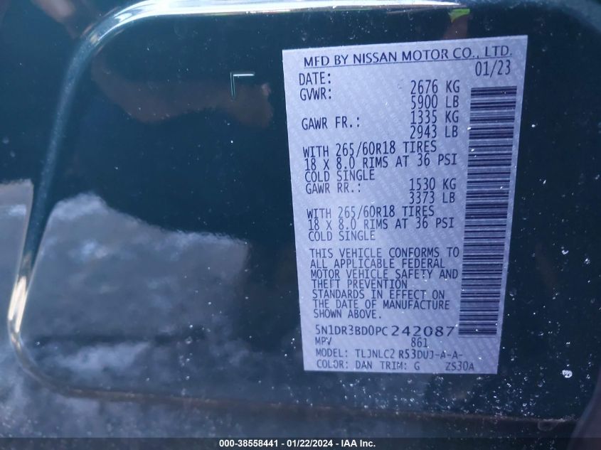 2023 NISSAN PATHFINDER SV - 5N1DR3BD0PC242087