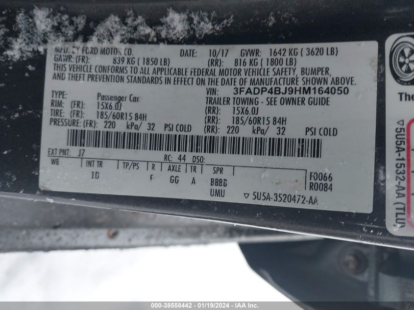 2017 FORD FIESTA SE - 3FADP4BJ9HM164050