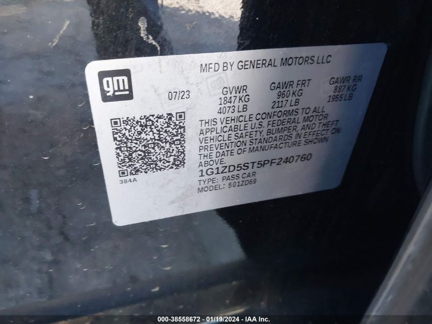 1G1ZD5ST5PF240760 | 2023 CHEVROLET MALIBU