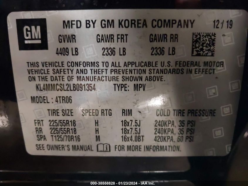 2020 BUICK ENCORE GX AWD PREFERRED - KL4MMCSL2LB091354