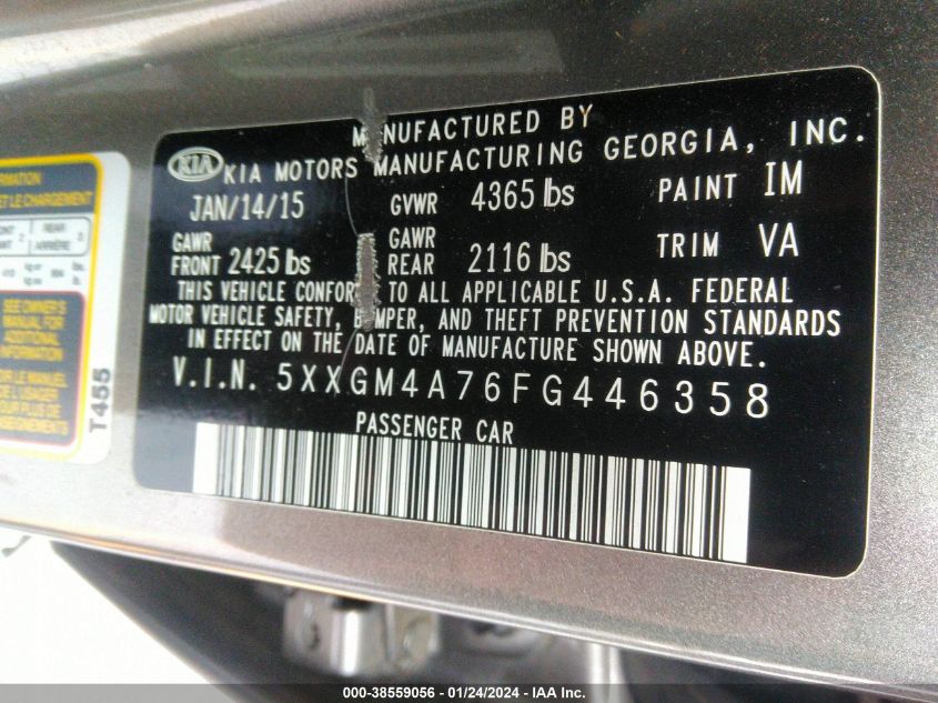 2015 KIA OPTIMA LX - 5XXGM4A76FG446358