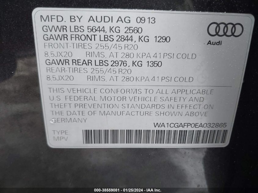 2014 AUDI SQ5 PREMIUM PLUS - WA1CGAFP0EA032865